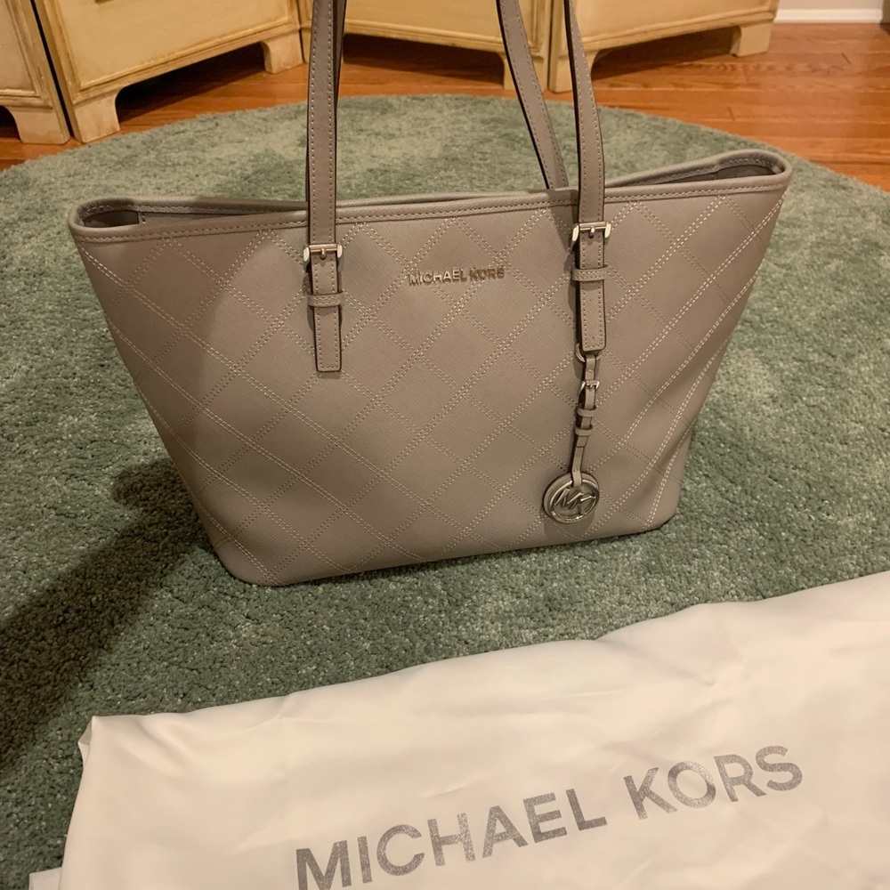 Michael Kors Gray Leather Tote